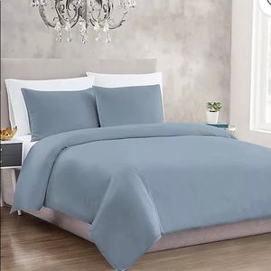 Christian Siriano New York Milan Duvet Set Shams 3 Pc Cotton Sateen Blue King Sz